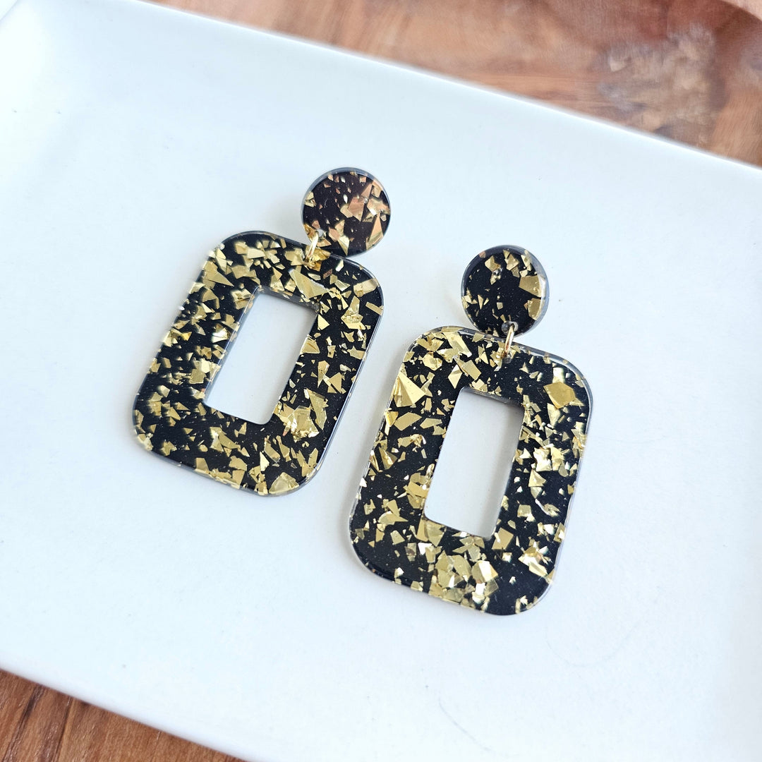 Margot Earrings - Black Gold Flake by Spiffy & Splendid