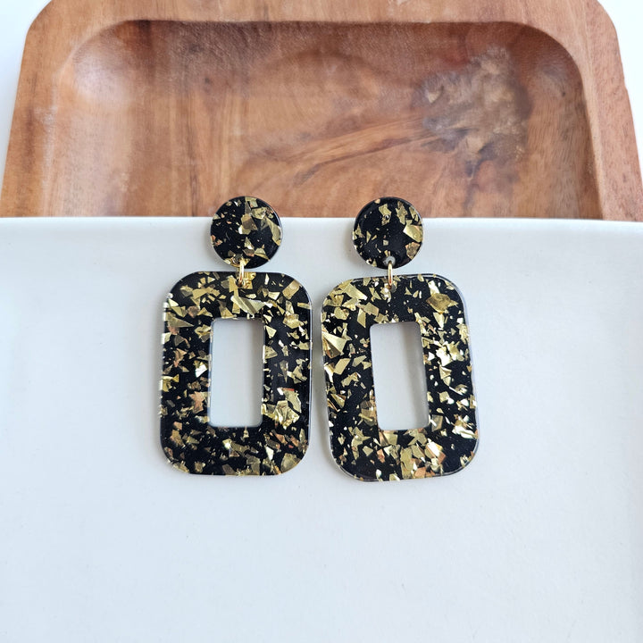 Margot Earrings - Black Gold Flake by Spiffy & Splendid