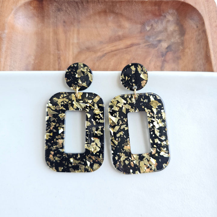 Margot Earrings - Black Gold Flake by Spiffy & Splendid