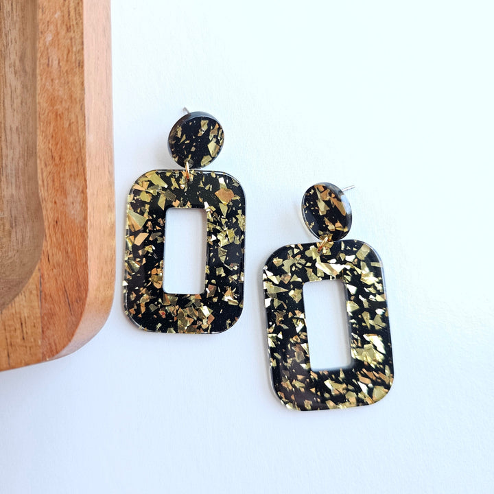 Margot Earrings - Black Gold Flake by Spiffy & Splendid