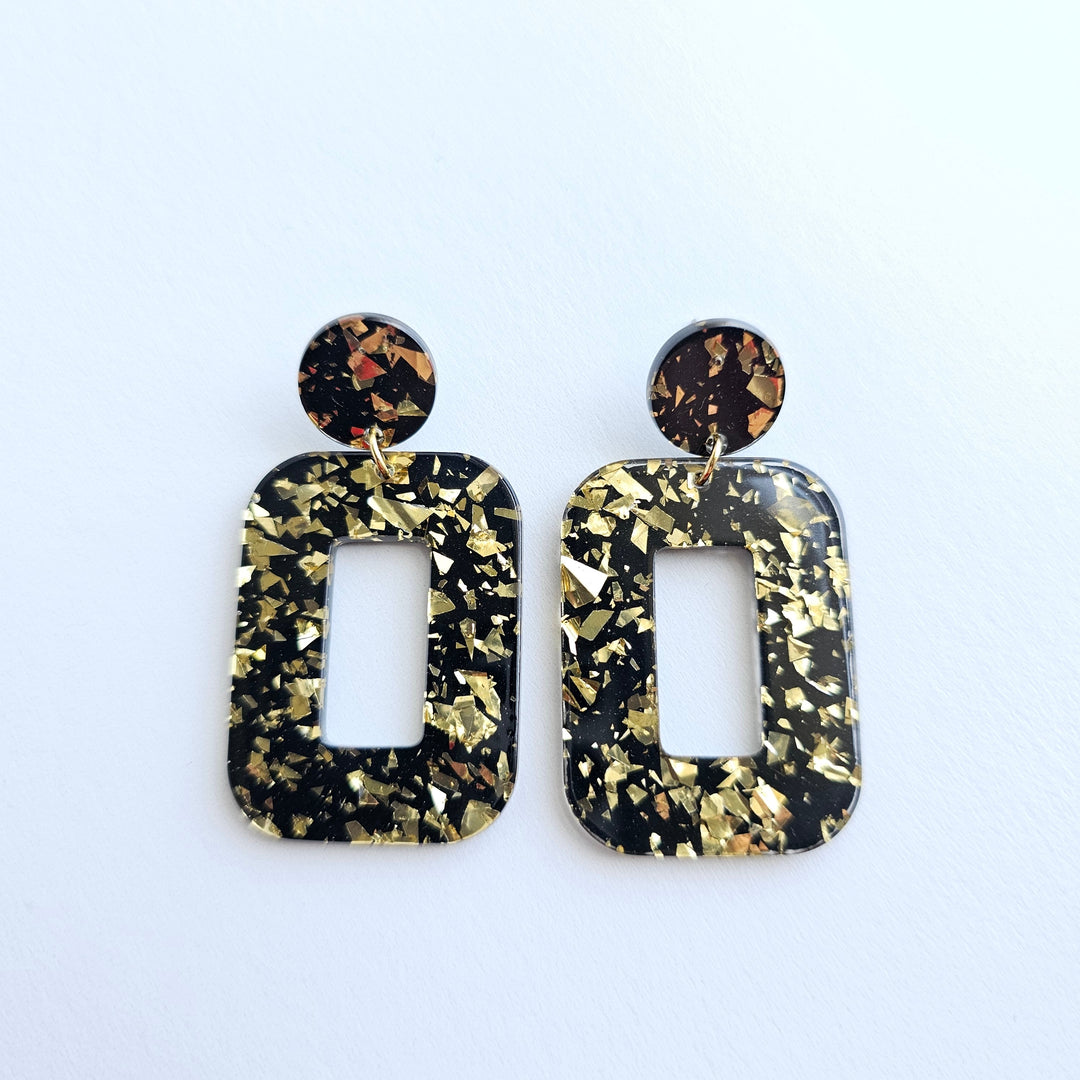 Margot Earrings - Black Gold Flake by Spiffy & Splendid