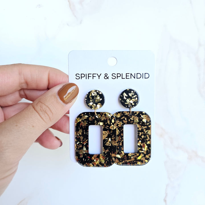 Margot Earrings - Black Gold Flake by Spiffy & Splendid