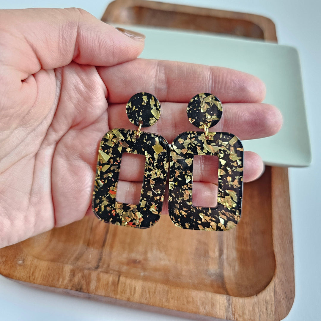 Margot Earrings - Black Gold Flake by Spiffy & Splendid