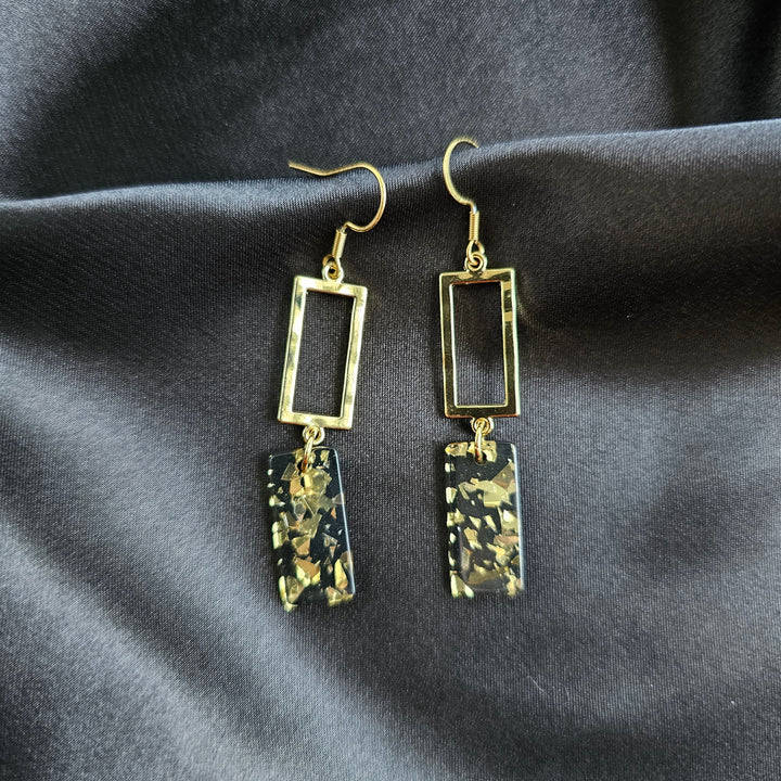 Raya Earrings - Black Gold Flake by Spiffy & Splendid