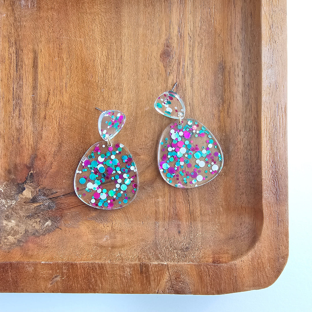 Penelope Earrings - Blue Violet Confetti by Spiffy & Splendid