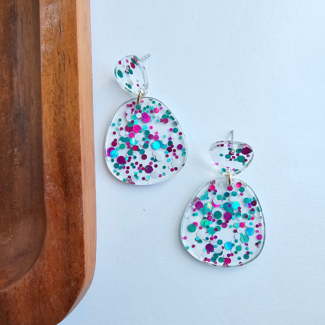 Penelope Earrings - Blue Violet Confetti by Spiffy & Splendid