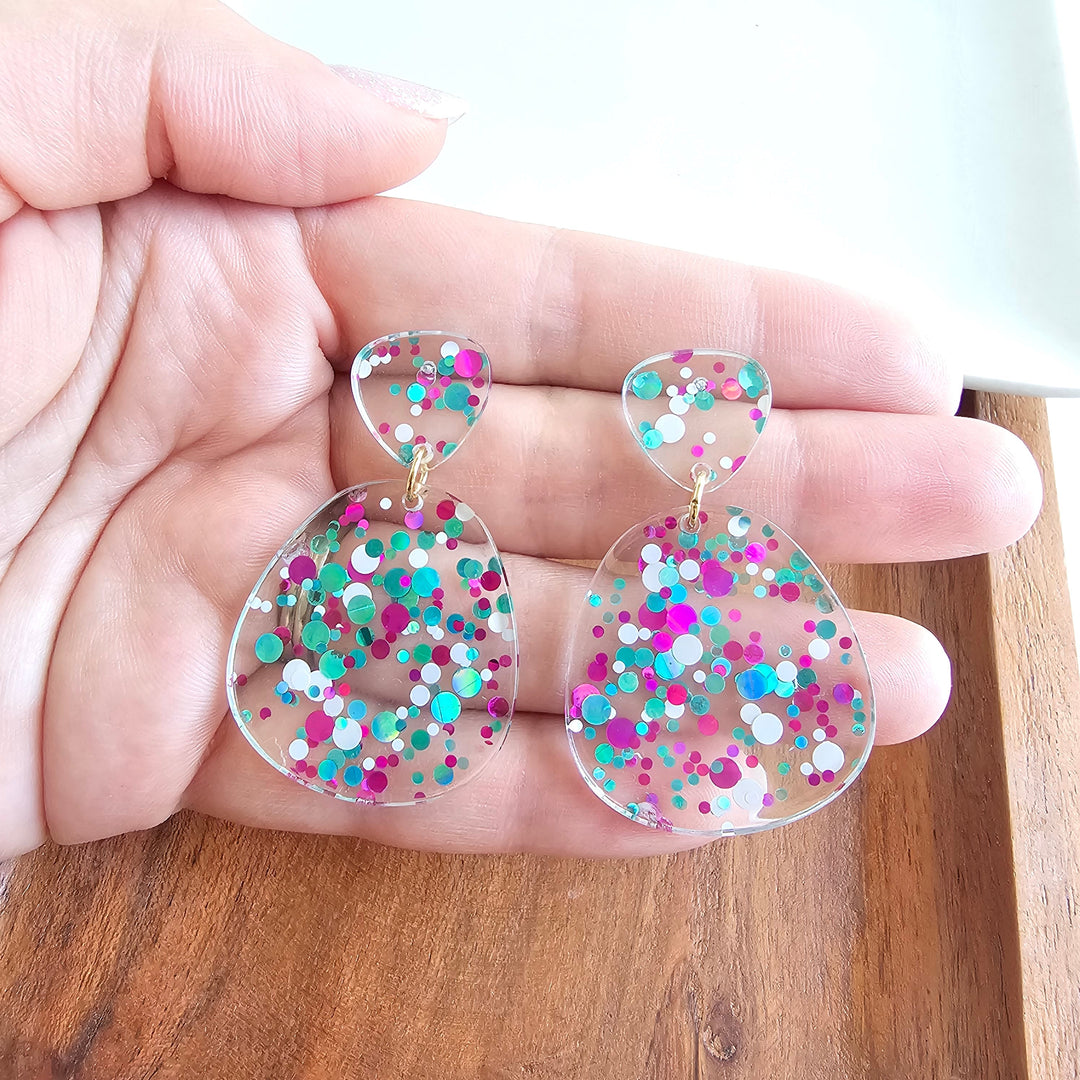 Penelope Earrings - Blue Violet Confetti by Spiffy & Splendid