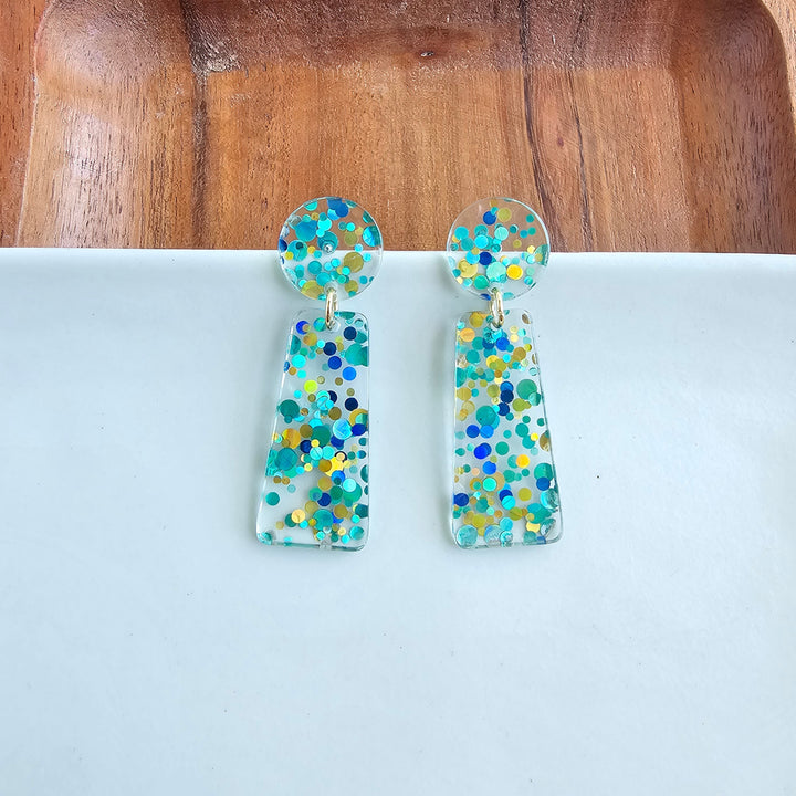 Mia Earrings - Aqua Confetti by Spiffy & Splendid