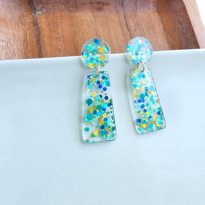 Mia Earrings - Aqua Confetti by Spiffy & Splendid