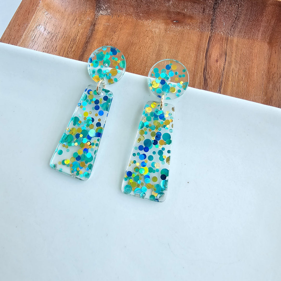 Mia Earrings - Aqua Confetti by Spiffy & Splendid