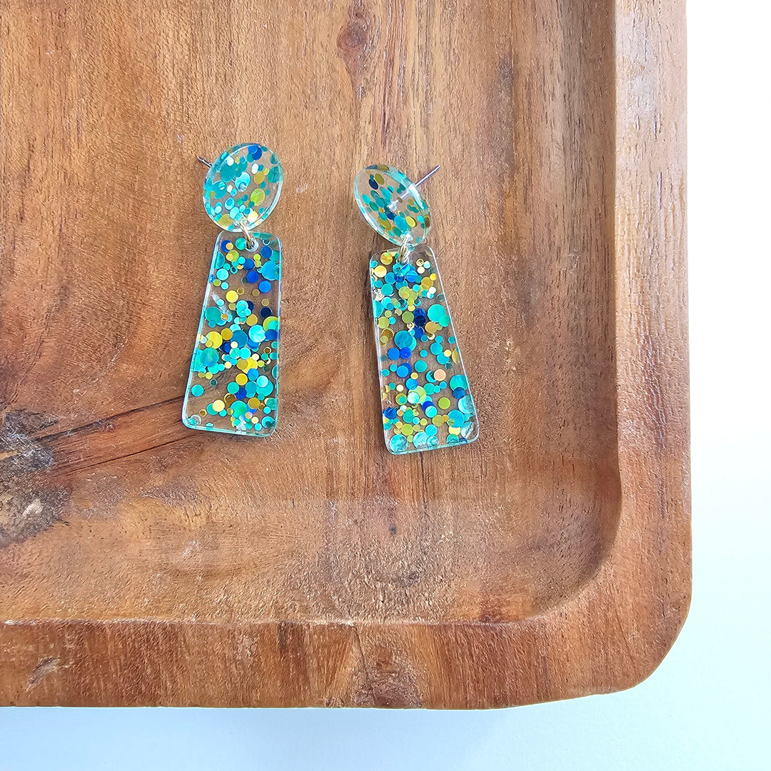 Mia Earrings - Aqua Confetti by Spiffy & Splendid