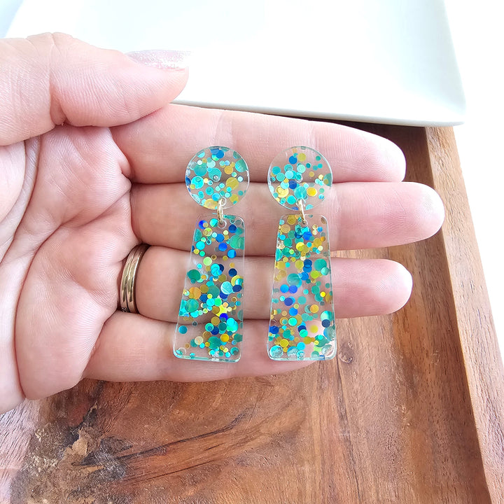 Mia Earrings - Aqua Confetti by Spiffy & Splendid