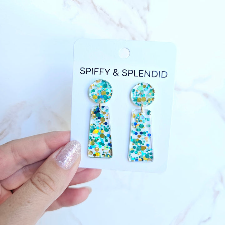 Mia Earrings - Aqua Confetti by Spiffy & Splendid