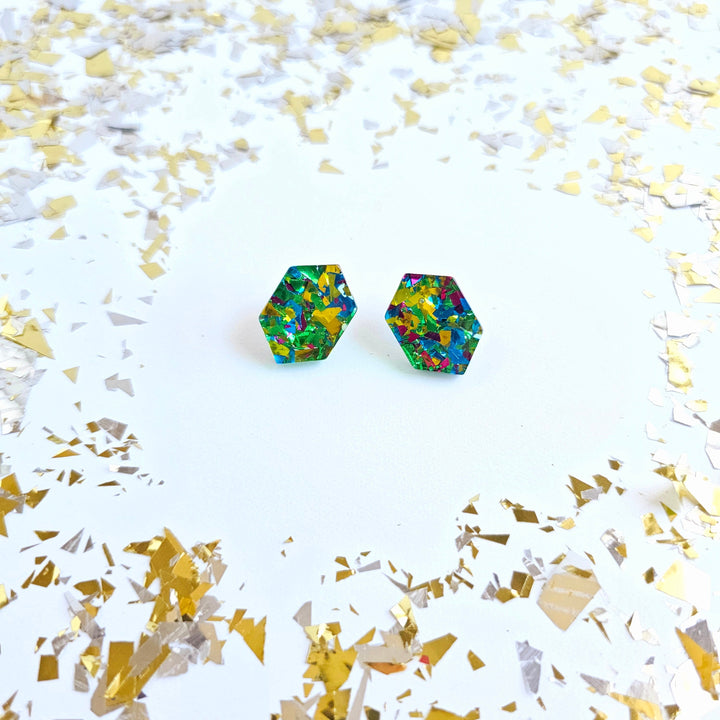 Emerald Studs - Green Sparkle by Spiffy & Splendid