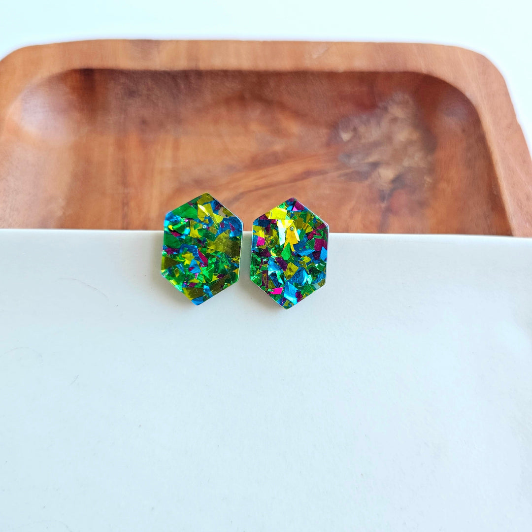 Emerald Studs - Green Sparkle by Spiffy & Splendid