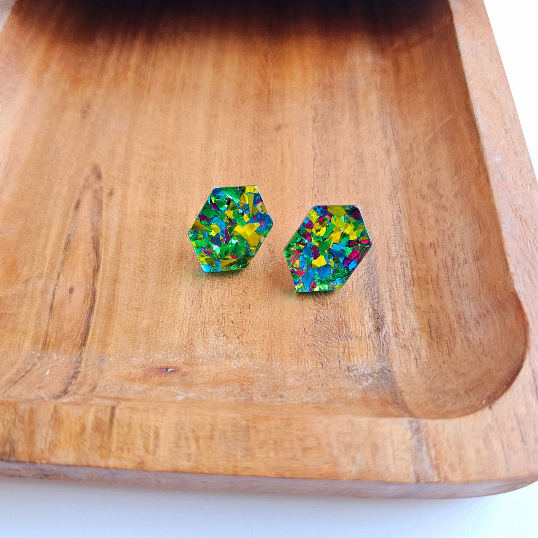 Emerald Studs - Green Sparkle by Spiffy & Splendid