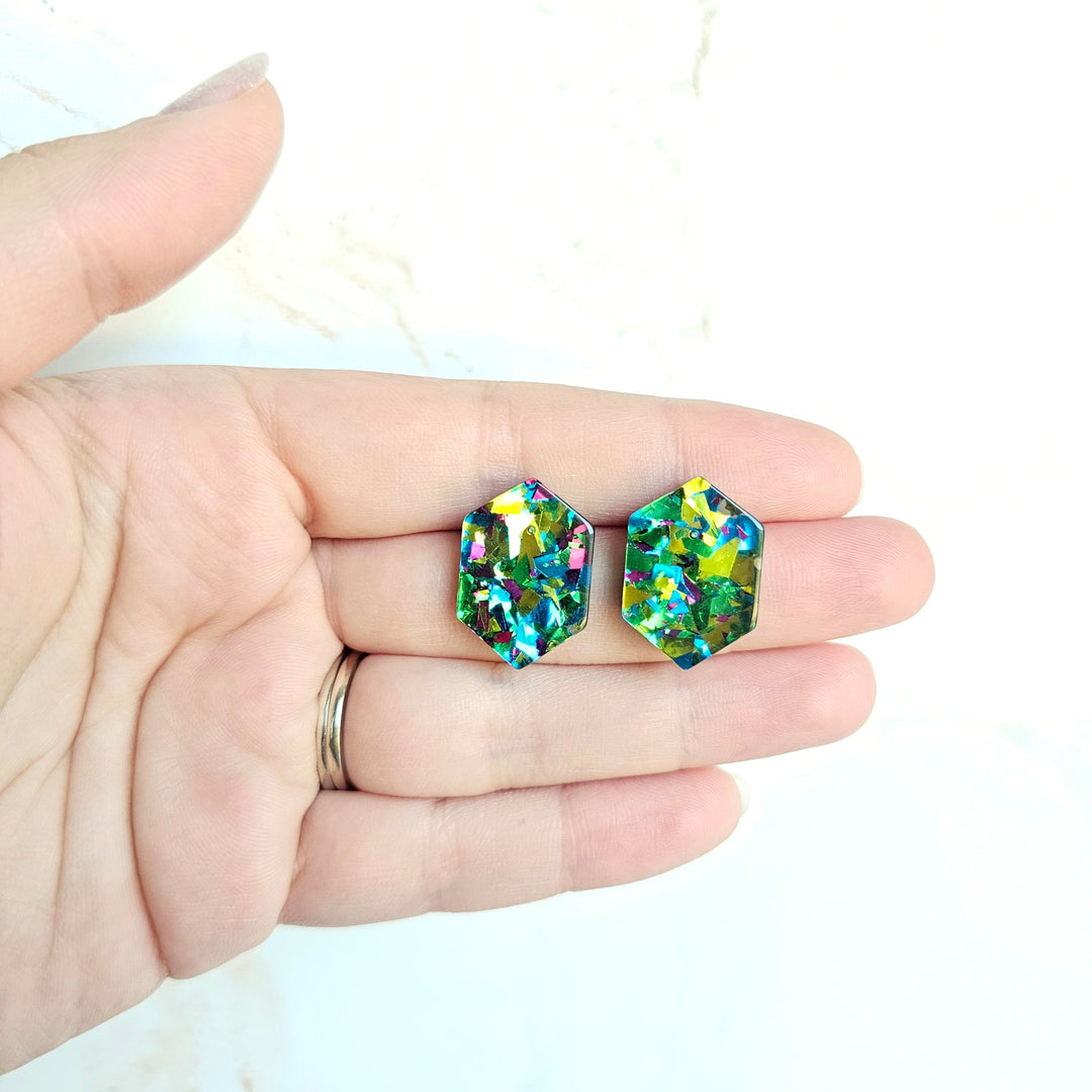 Emerald Studs - Green Sparkle by Spiffy & Splendid