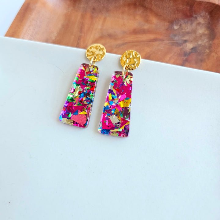 Mia Mini Earrings - Pink Sparkle by Spiffy & Splendid