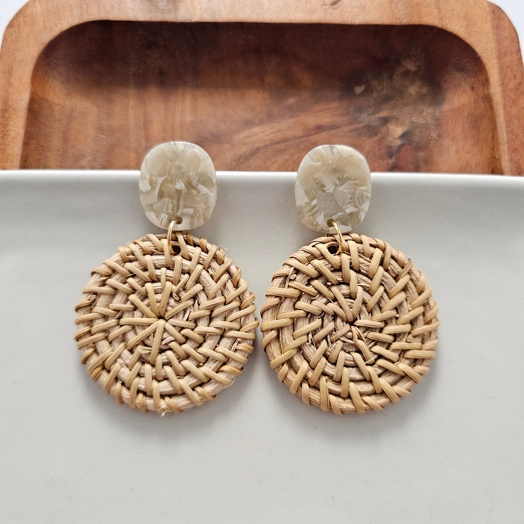 Dominica Earrings - Dark Rattan by Spiffy & Splendid