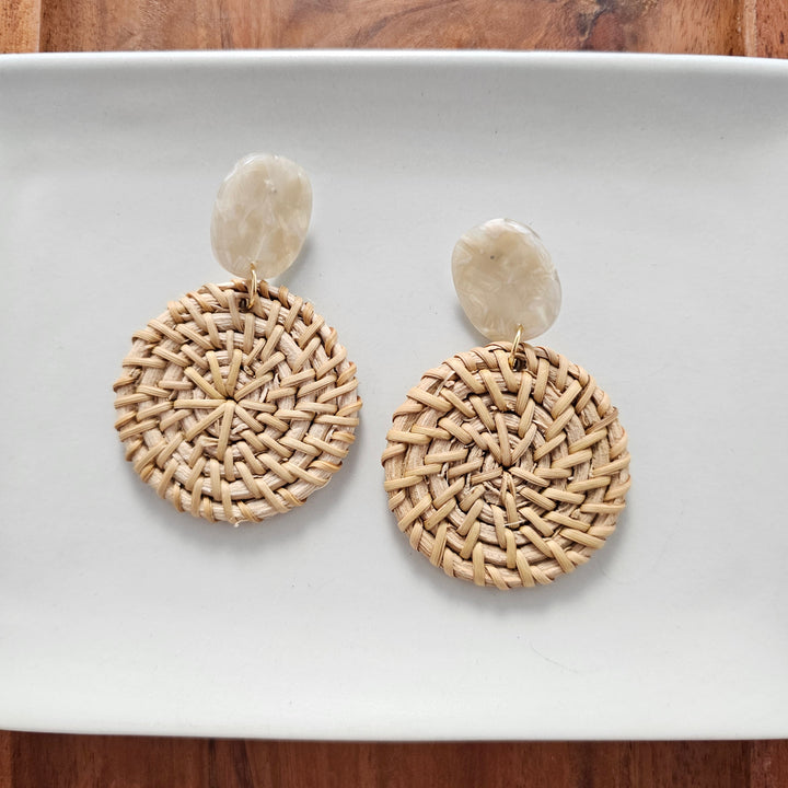 Dominica Earrings - Dark Rattan by Spiffy & Splendid