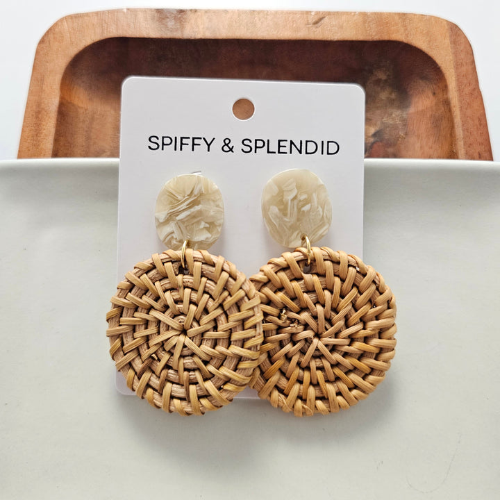 Dominica Earrings - Dark Rattan by Spiffy & Splendid