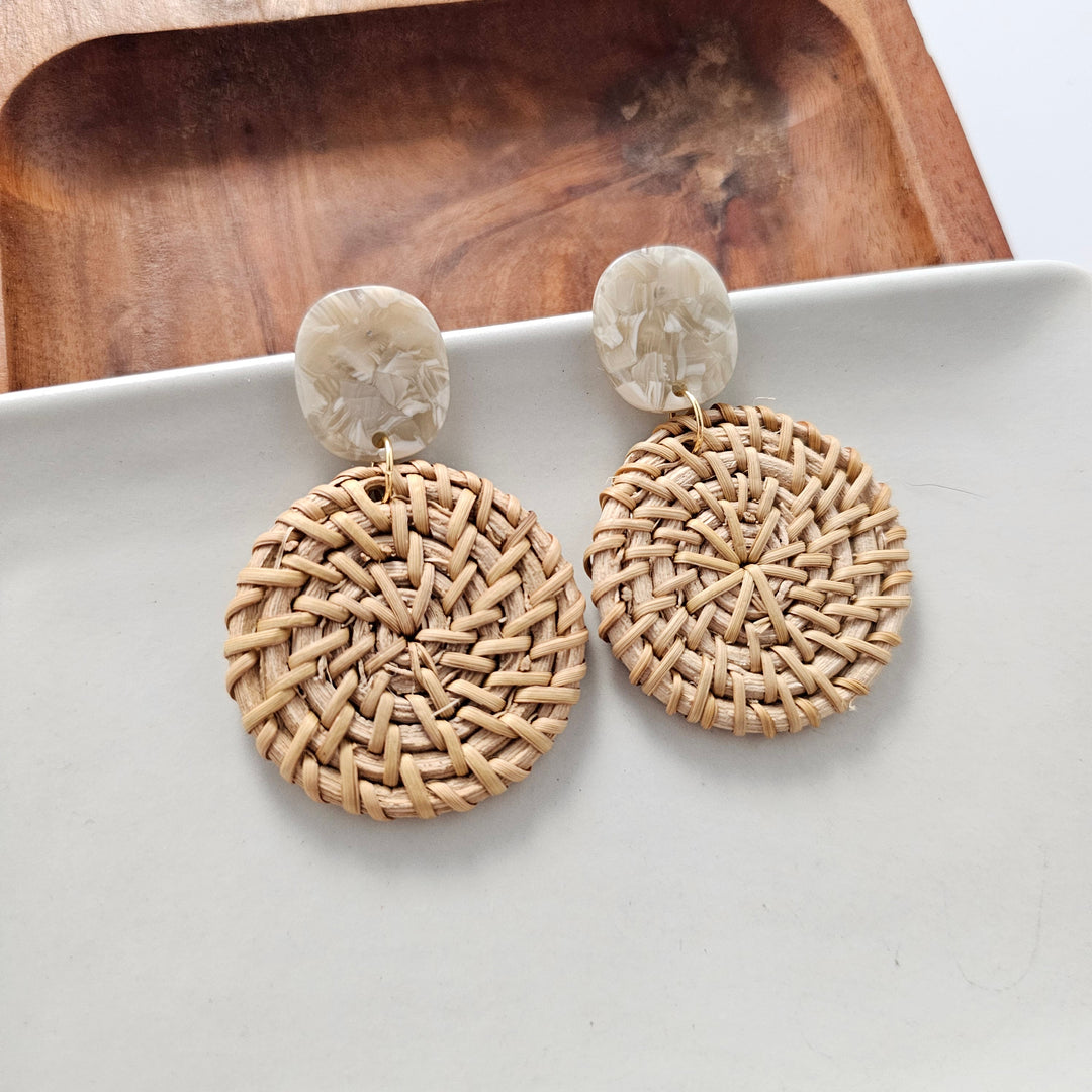 Dominica Earrings - Dark Rattan by Spiffy & Splendid