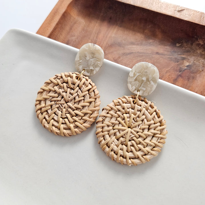 Dominica Earrings - Dark Rattan by Spiffy & Splendid