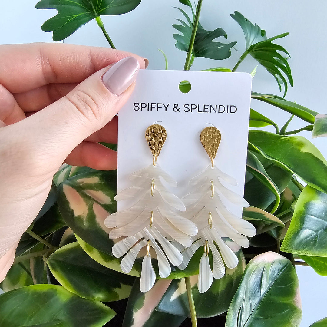 Palm Earrings - Seashell by Spiffy & Splendid