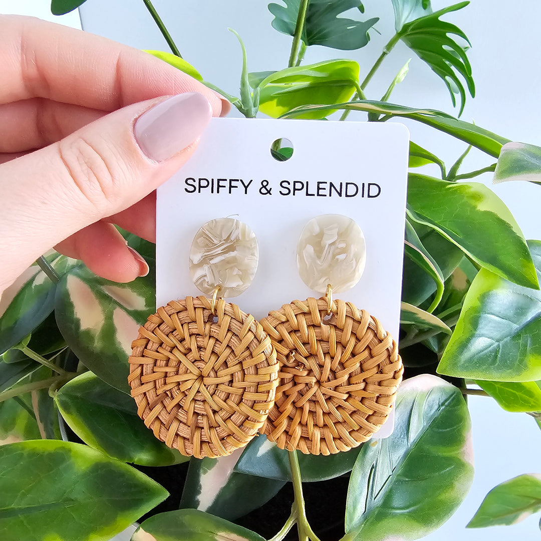 Dominica Earrings - Dark Rattan by Spiffy & Splendid