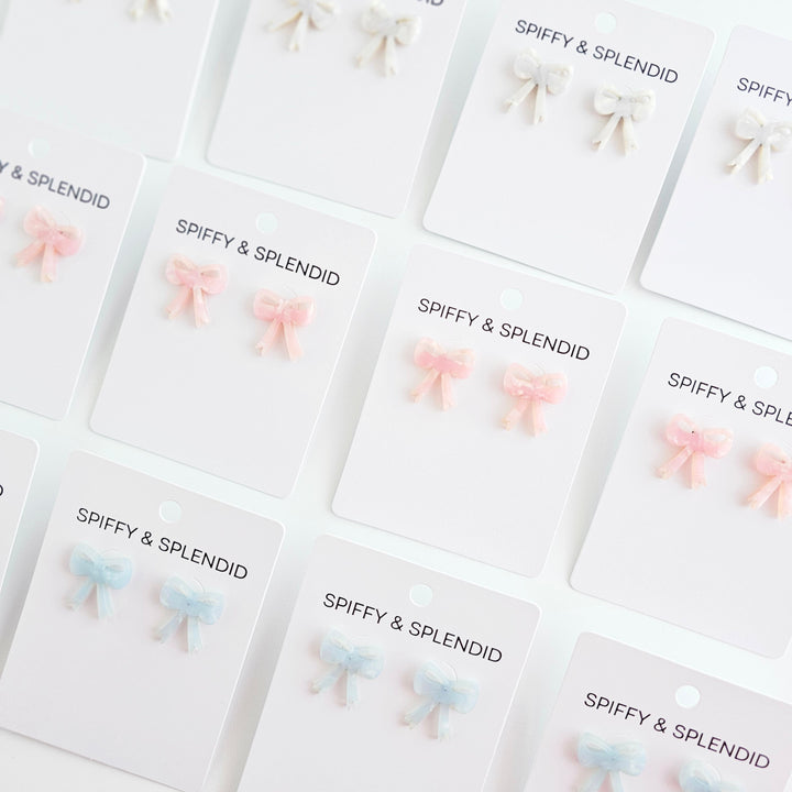 Bow Studs - White by Spiffy & Splendid