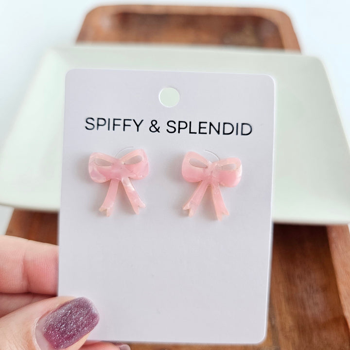 Bow Studs - Pink by Spiffy & Splendid