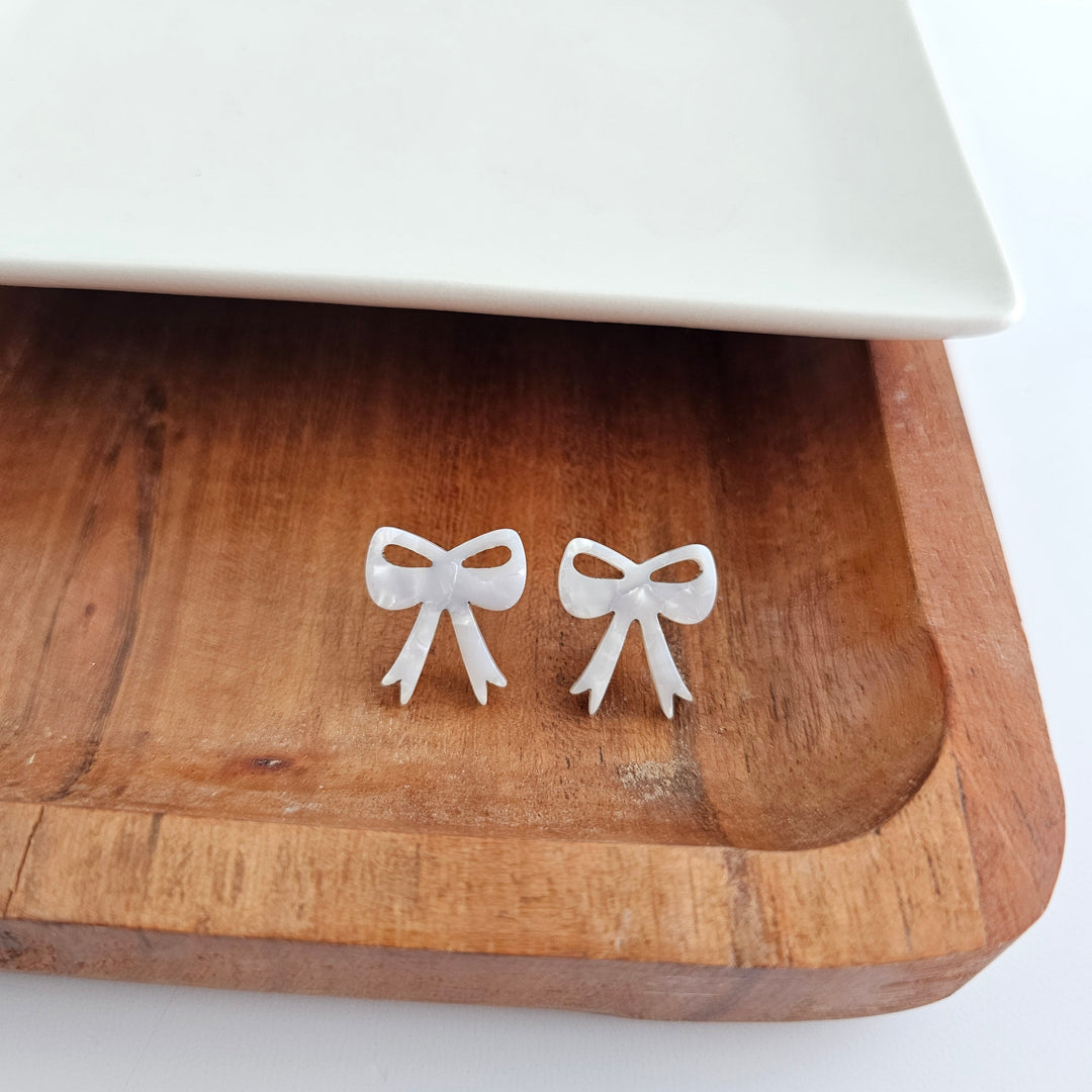 Bow Studs - White by Spiffy & Splendid