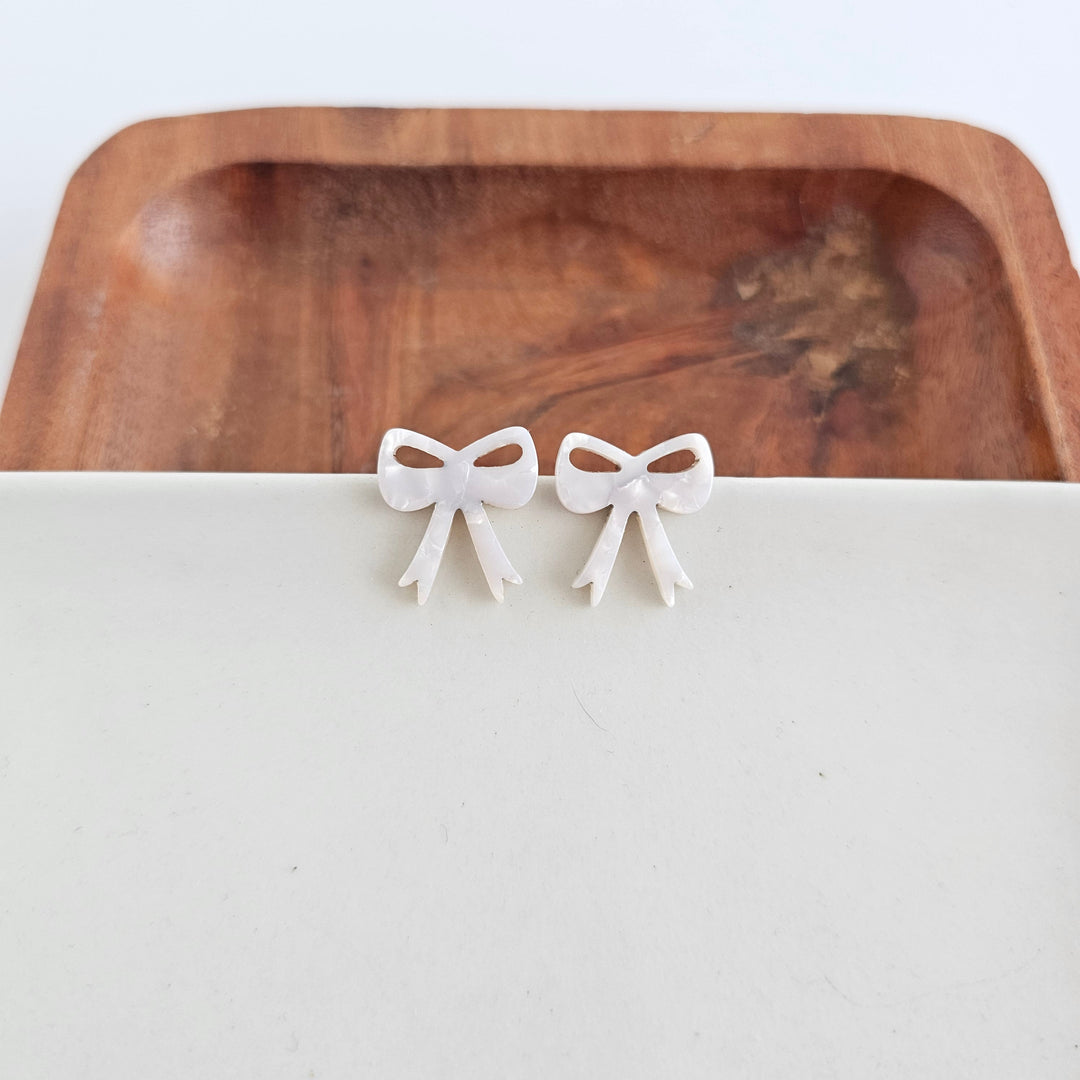 Bow Studs - White by Spiffy & Splendid