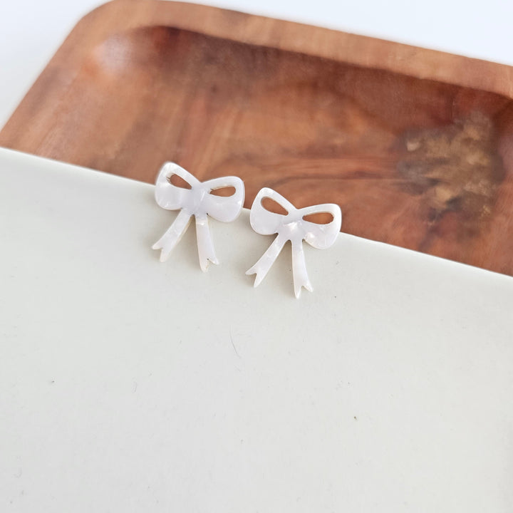 Bow Studs - White by Spiffy & Splendid