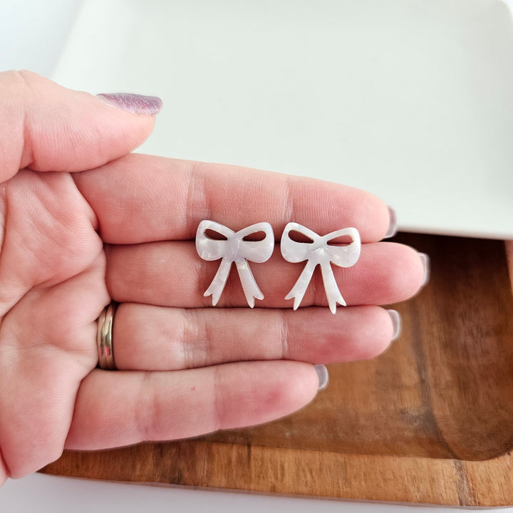 Bow Studs - White by Spiffy & Splendid