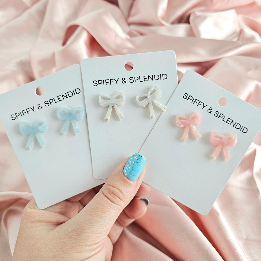 Bow Studs - Light Blue by Spiffy & Splendid