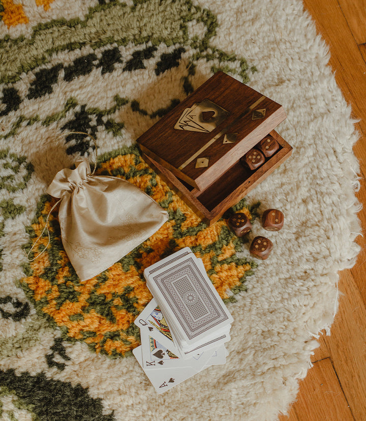 Game Night Box (5 Dice, Playing Cards) - Handcrafted Wood by Matr Boomie