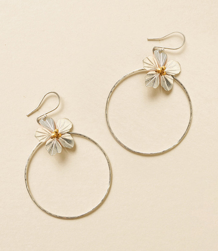 Sayuri Flower Silver Hoop Earrings by Matr Boomie