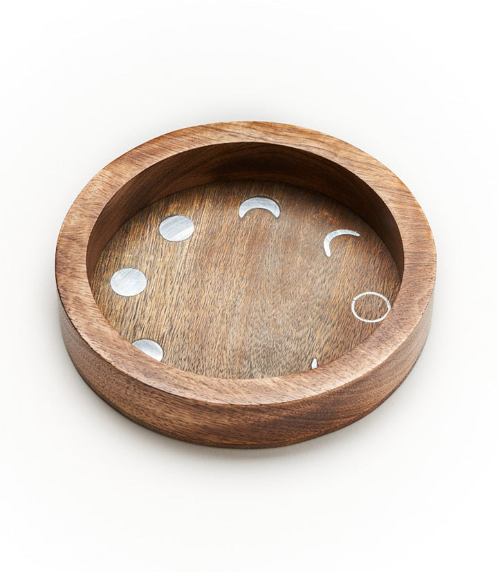 Jyotisha Celestial Round Jewelry Tray Catch All Trinket Dish - Wood by Matr Boomie