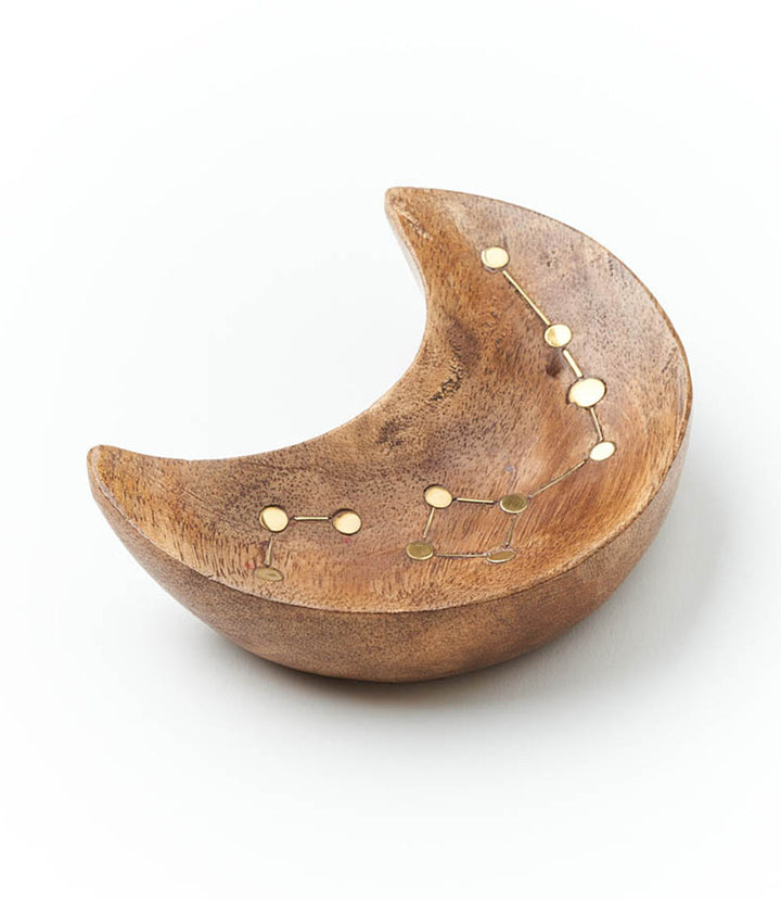 Jyotisha Crescent Moon Jewelry Tray Trinket Dish - Wood, Brass Inlay by Matr Boomie