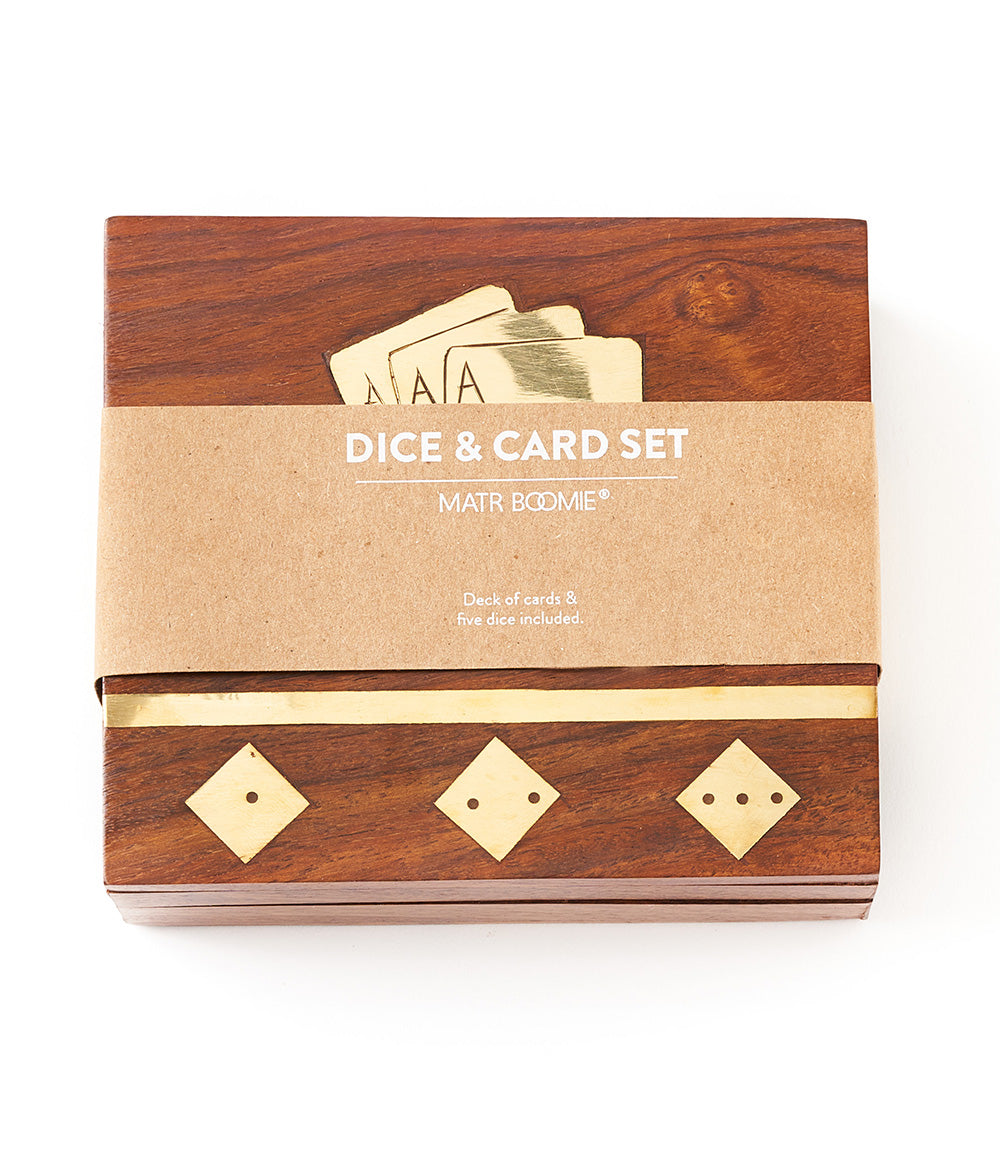 Game Night Box (5 Dice, Playing Cards) - Handcrafted Wood by Matr Boomie