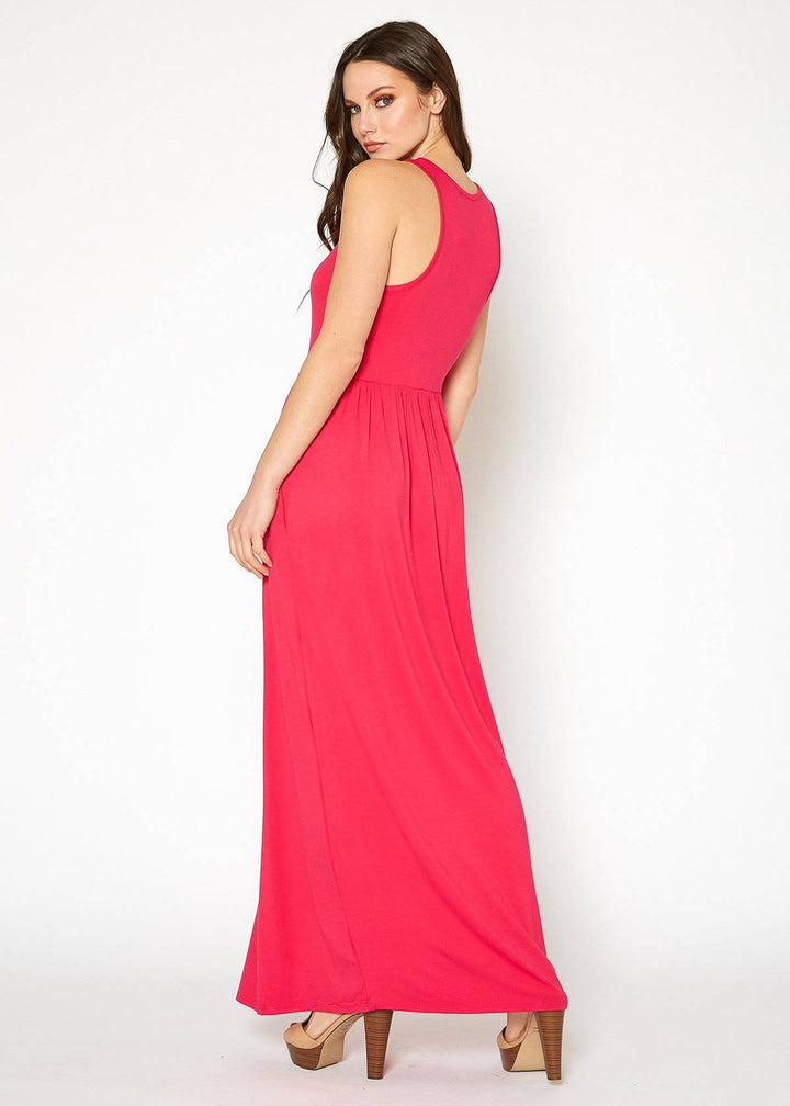 Womens Sleeveless Pleated Maxi Dress