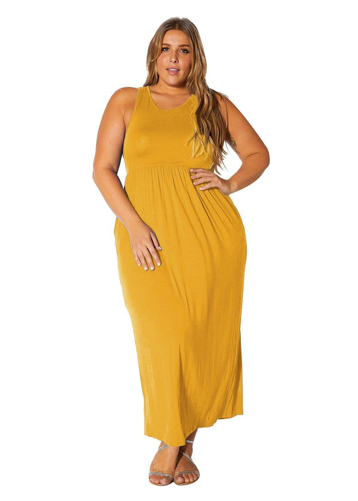 Plus Size Womens Sleeveless Pleated Maxi Dress