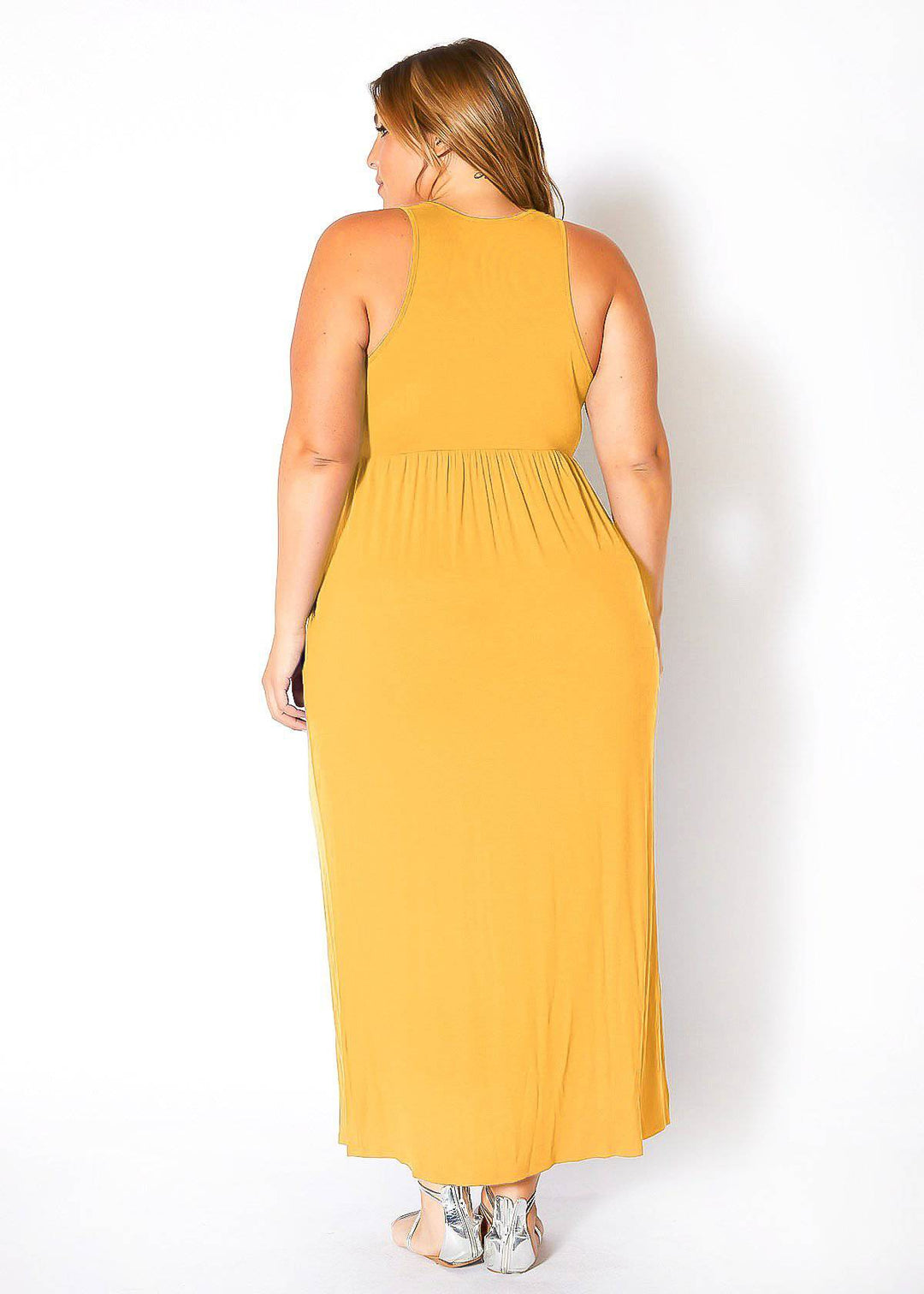 Plus Size Womens Sleeveless Pleated Maxi Dress