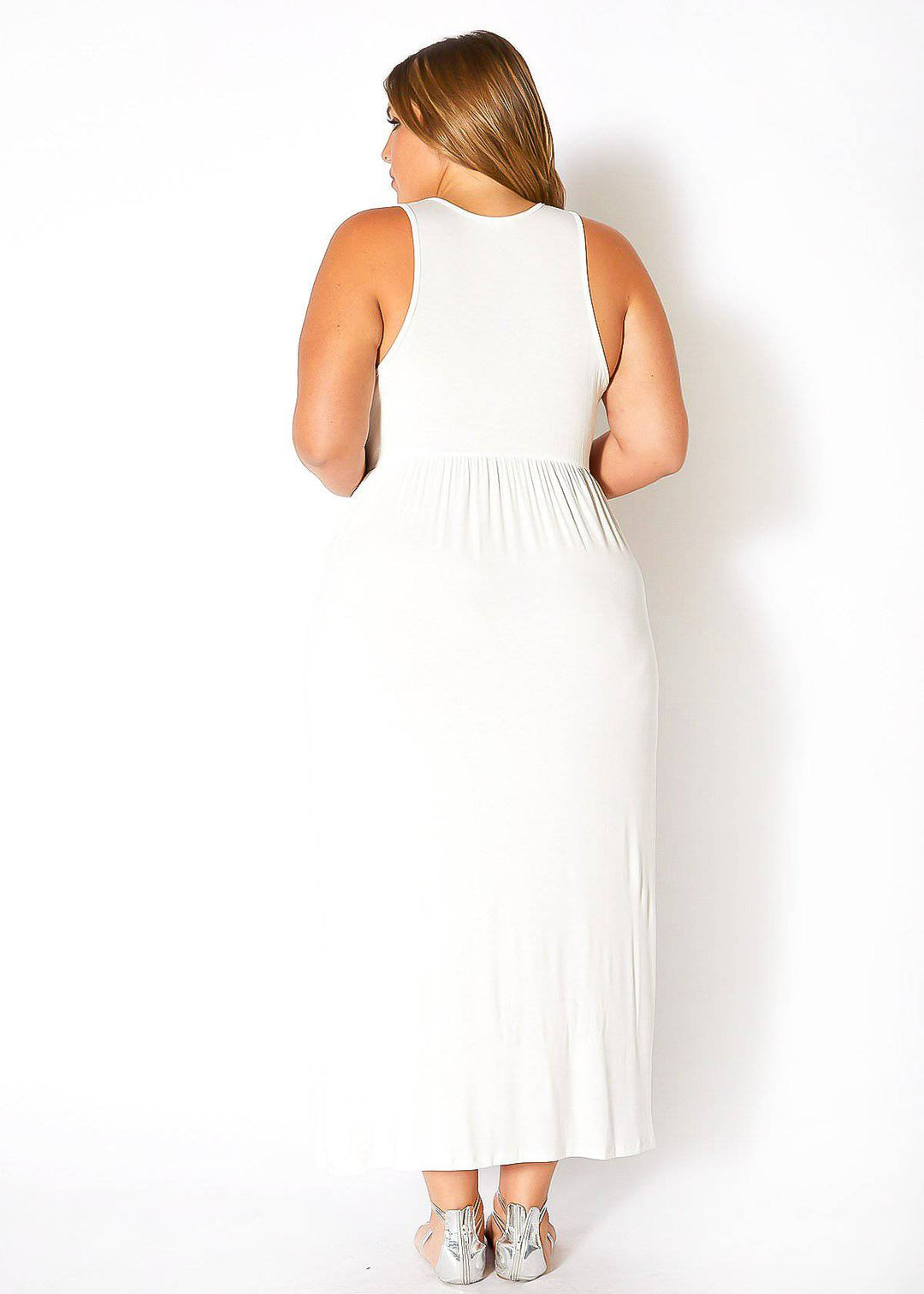 Plus Size Womens Sleeveless Pleated Maxi Dress