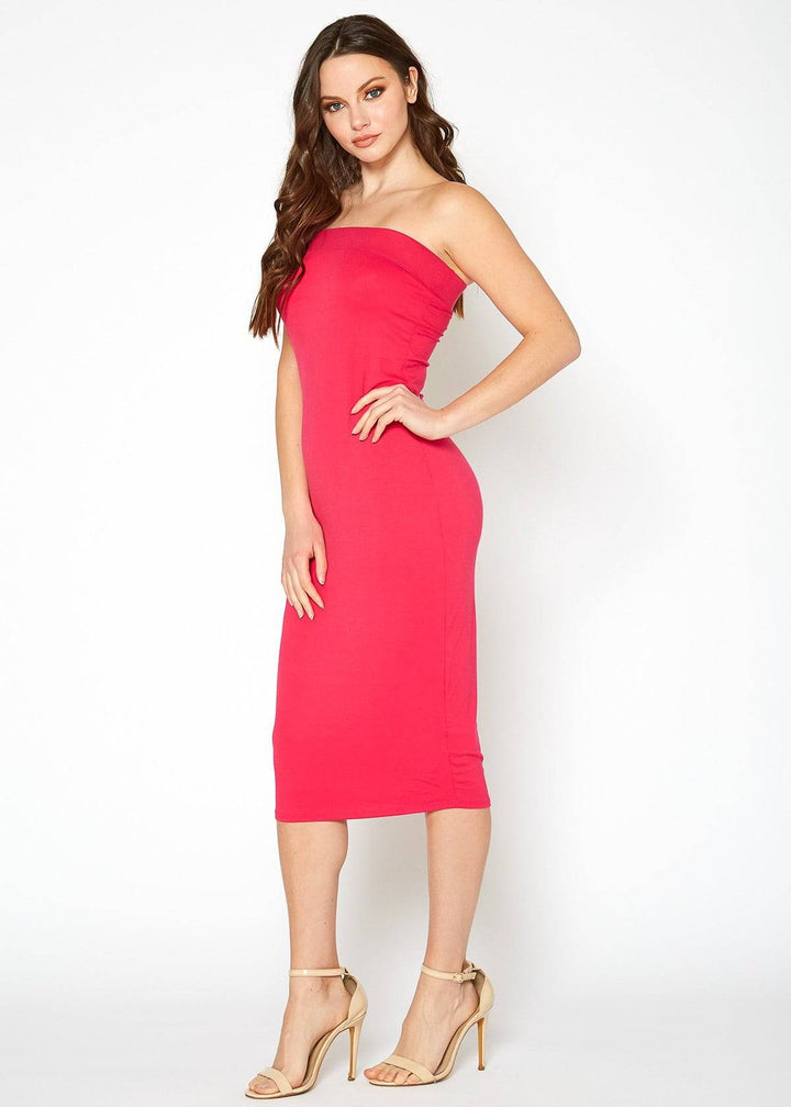 Women's Tube Top Bodycon Midi Dress