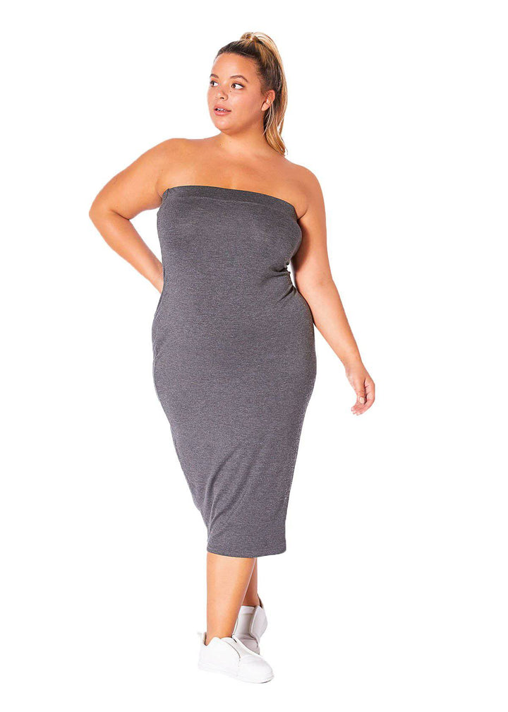 Plus Size Tube Top Bodycon Midi Dress