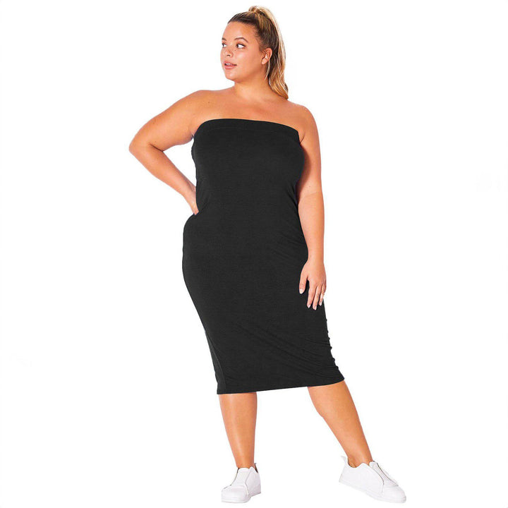 Plus Size Tube Top Bodycon Midi Dress