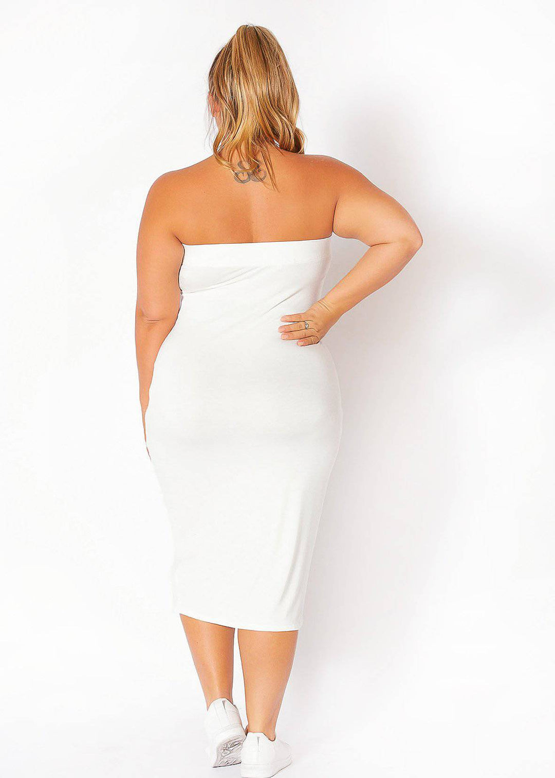 Plus Size Tube Top Bodycon Midi Dress