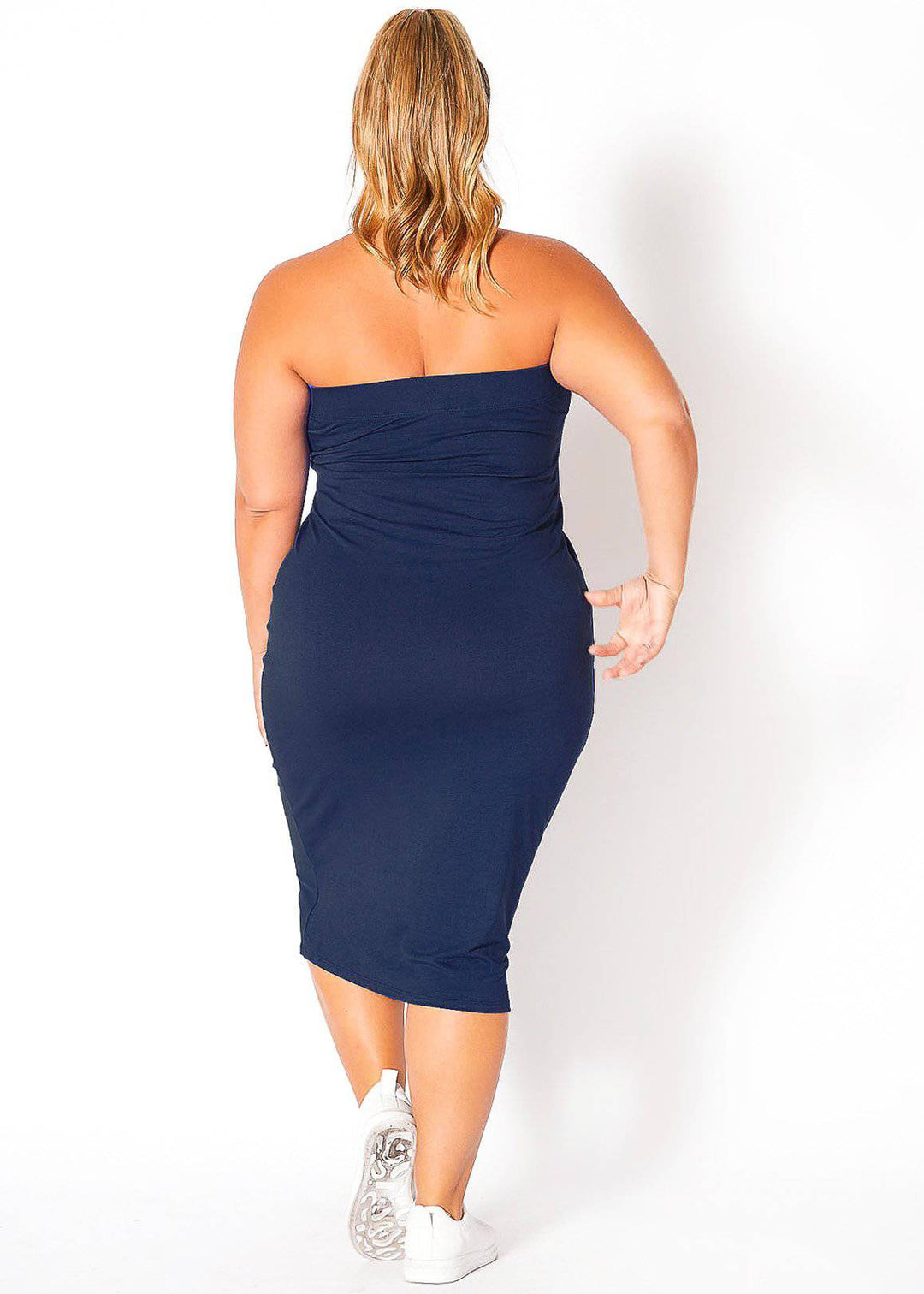 Plus Size Tube Top Bodycon Midi Dress